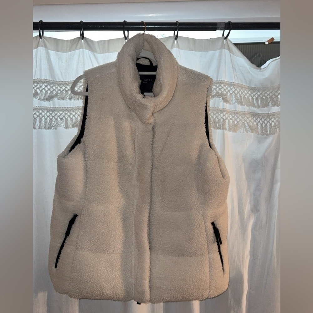 Talbots White Fleece Vest